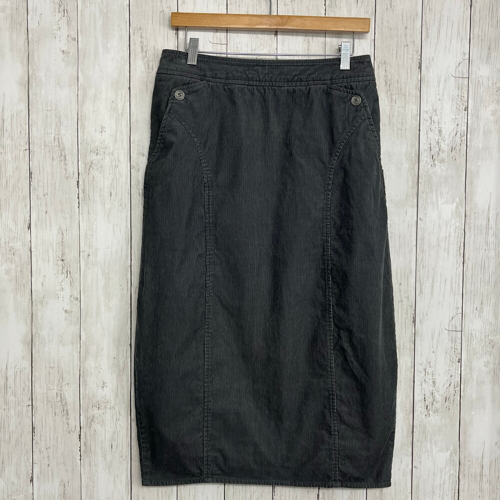 Poetry Dark Gray Corduroy Basic Button Accent Warm Cotton Boho Maxi Skirt 8